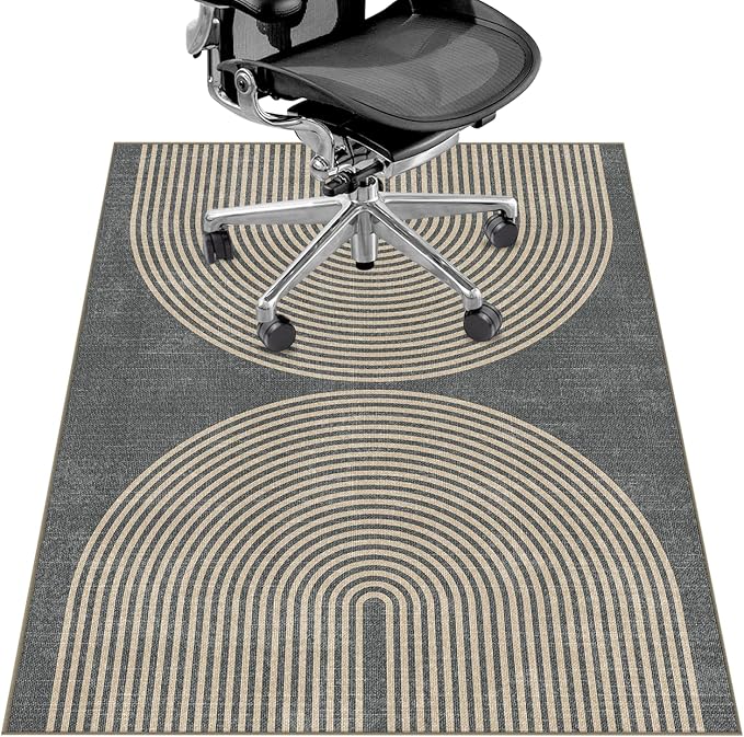 Office Chair Mat for Hardwood Floor&Tile Floor,36"X 48"-Geo Grey | Heavy Duty Desk Chair Mat for Hard Floors,Under Desk Rug for Rolling Computer Chair,Anti Slip,Low Pile Carpet Floor