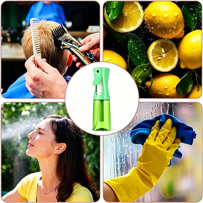 Spray Bottle For Hair,Continuous Spray Bottle, Empty Spray Bottles – Recycled Hair Misting Sprayer for Styling, Cleaning, Plants, Barbers (Green)