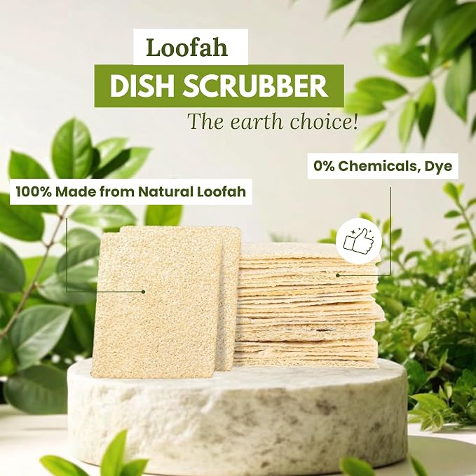 Natural Loofah Dish Sponge 30Pcs Multipurpose 100% Biodegradable