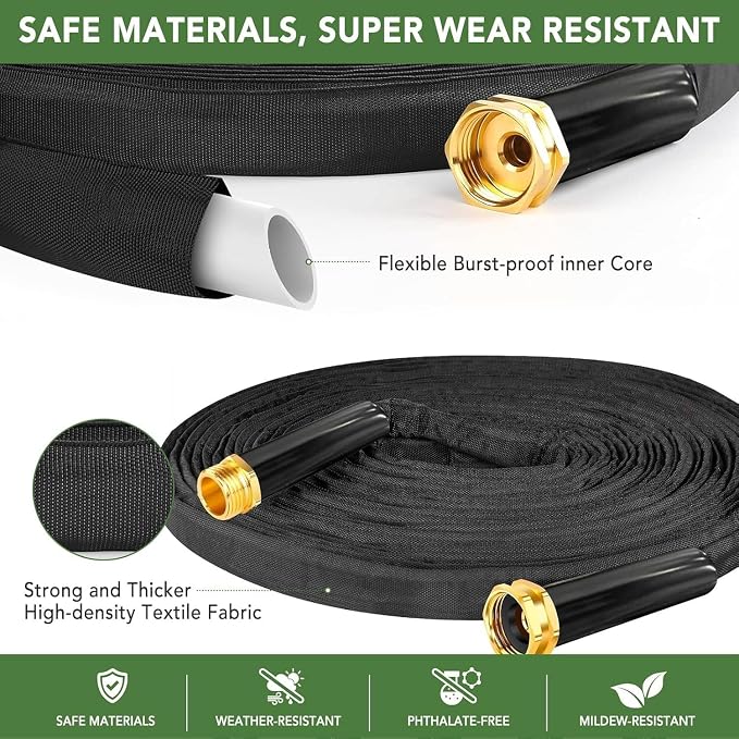 Upgraded 50FT Expanding Garden Hose - Lightweight, Kink-Free & Burst-Resistant Flex Hose with 8-Pattern Spray Nozzle for Lawn, RV, Car Wash (50 ft Expandable Water Hose) (50ft)