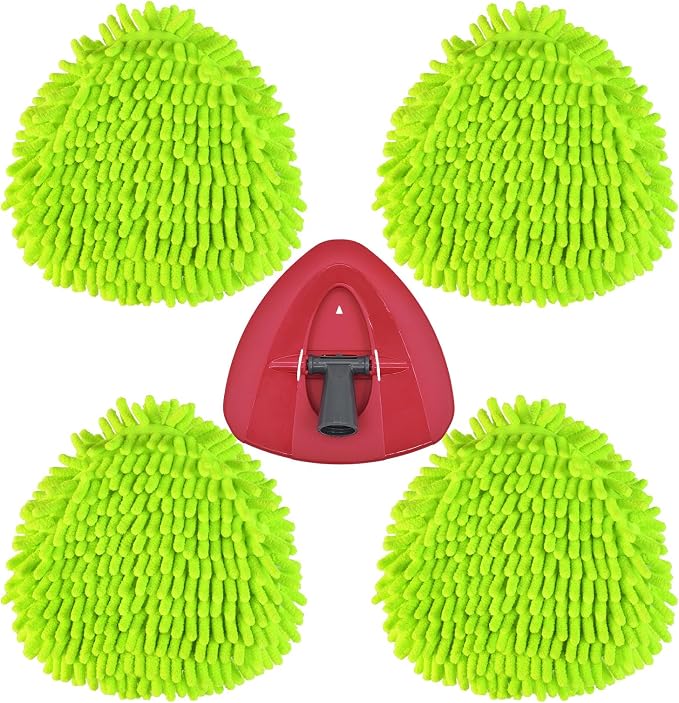 Spin Mop Replace Head, Base, Mop Replacement Head for O Cedar EasyWring 1 Tank System 4 Microfiber Refills, 1 Mop Head Base(4Green)