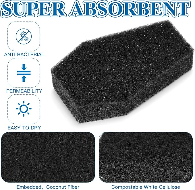 Tioncy 12 Pack Halloween Coffin Kitchen Sponges, Black | Dual Sided Scrubber, Gothic Halloween Decor, Reusable Non Scratch Dishwashing, for Cookware Pot Boiler Pan Household