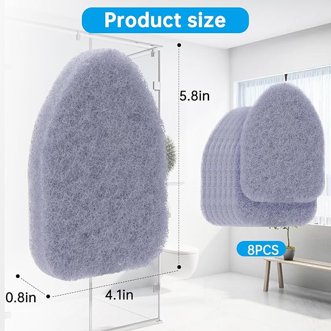8 Pack tub and Tile Scrubber Replacement-Compatible with Scotch Brite tub and Tile Scrubber Refill. (Gray)