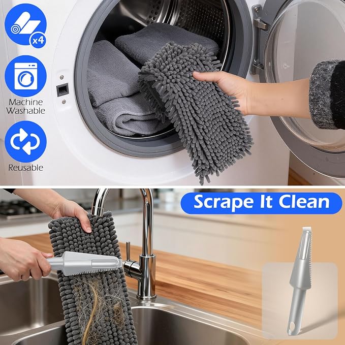 Dust Mop for Hardwood Floors,Double-Sided Flat Mops with 4 Mop Pads | Microfiber Mops for Floor Cleaning with Stainless Steel Handle for Hardwood, Vinyl, Laminate, Tile