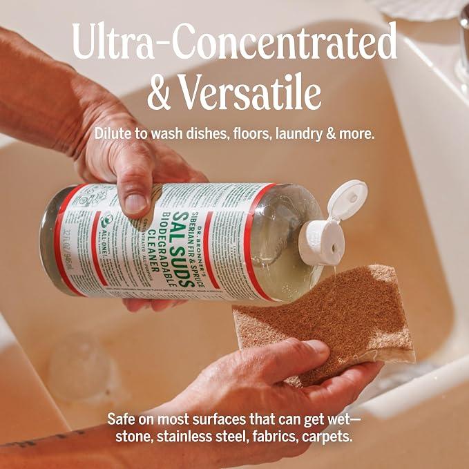 Dr. Bronner's Sal Suds All-Purpose Cleaner, Fir & Spruce Pine, 1 Gallon | Multi-Purpose Cleaner & Degreaser for Floors, Mop Solution, Dish Soap, Laundry & Spray Refill - Concentrated & Biodegradable