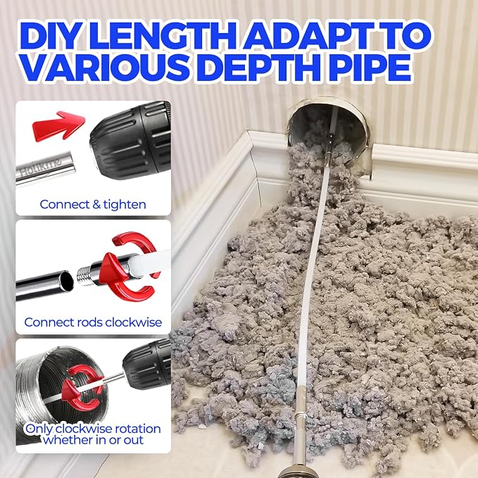 Holikme Dryer Vent Cleaner Kit - 40Ft Flexible Lint Brush for Deep Cleaning | Dryer Vent Cleaner Brush with Drill Attachment, Removes Years of Lint Buildup, Improves Airflow, Faster Drying & Fire Safety