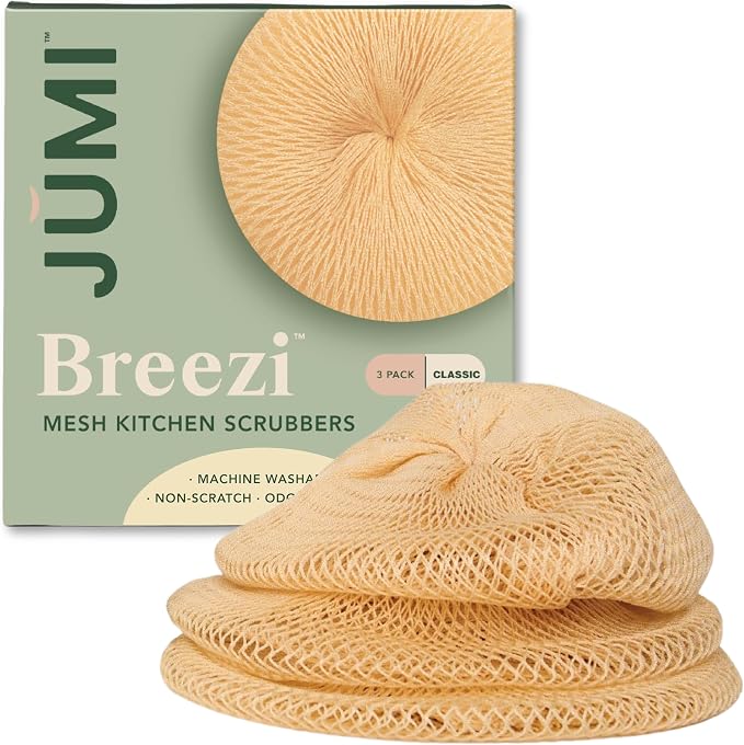 Reusable Kitchen Scrubbers for Dishes– Breezi Layered Mesh Dish Cloth, 3-Pack, Non-Scratch, Multi-Purpose, Fast-Drying, Odor-Free, Scrubbies. Kitchen Sponges, Sponges Kitchen, Dish Sponge Alternative