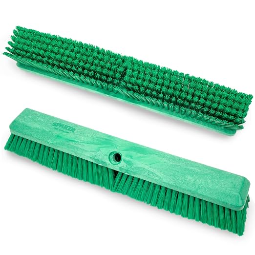 SPARTA 41890EC09 Omni Sweep Plastic Push Broom Head, Heavy Duty, Industrial Broom With Color Code System For Outdoor, Indoor, Garage, Concrete, Patio, Kitchen, Bathroom, 18 Inches, Green