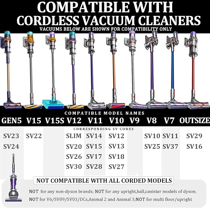 Fulllclean Crevice Tool Attachment Compatible with Dyson Cordless Vacuum | Compatible with Gen5 V15 V15s V12 V11 V10 V9 V8 V7 Vacuum Cleaner Accessories Replacement Parts Brush Nozzle