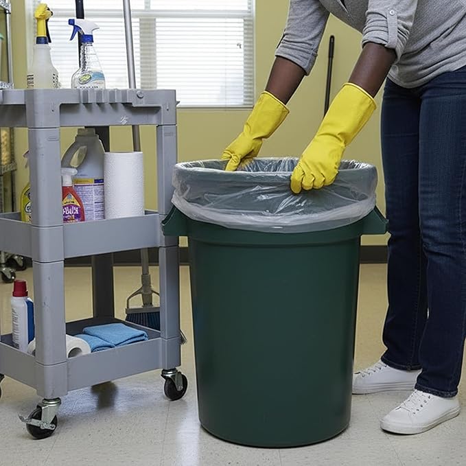 TYPLASTICS 55 Gallon Clear Trash Can Liners - 36" x 60" | High Density Garbage Bags - Case of 200 - Multipurpose for Office, Outdoor, Recycling, Industrial and Commercial