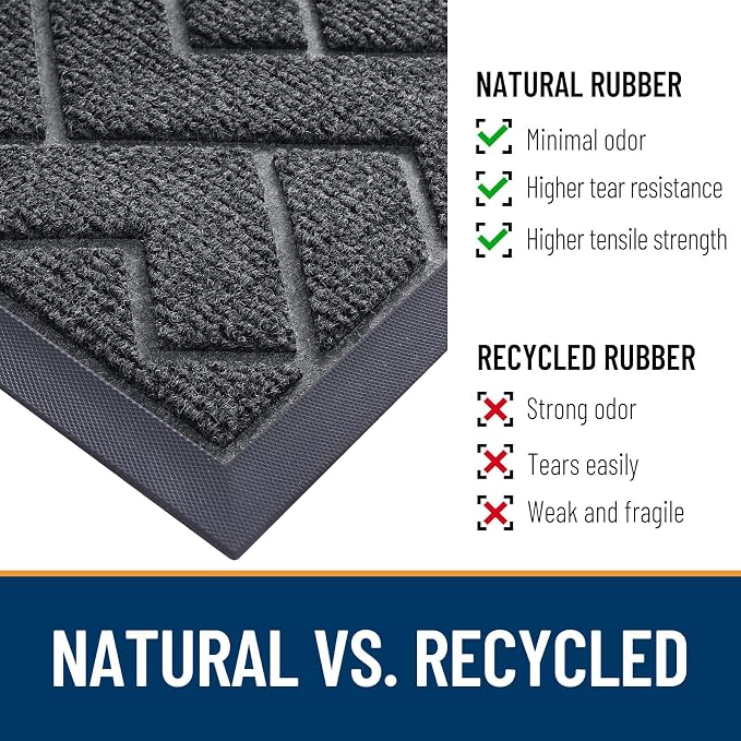 OLANLY Front Door Mat Outside 59x23, All-Season Absorbent Rubber Doormat | Grey, Heavy-Duty, Stain and Fade Resistant, Waterproof Non-Slip Backing, Low-Profile Indoor Outdoor Floor Mat for Entryway
