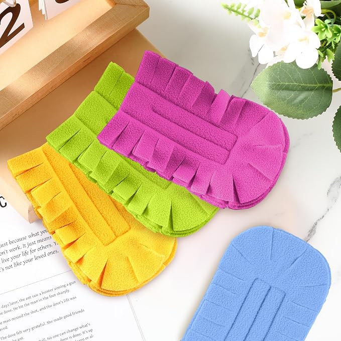 Zubebe 12 Pcs Reusable Duster Refills Fleece,Red,Yellow, Green,Blue | Soft Polyester Fiber Flat Duster Refill Multi Surface Washable Cleaning Pad Tools for Home, Blinds, Car, Pet, Furniture, Fans