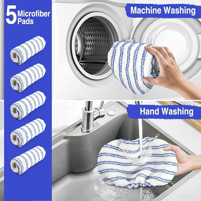 Microfiber Mops for Floor Cleaning,Hardwood Floor Mop with 5 Reusable Pads | Extra Large Industrial Mop,Floor Commercial Mop for Wet & Dry Use, Flat Mops for Hardwood, Vinyl, Laminate, Tile Floors