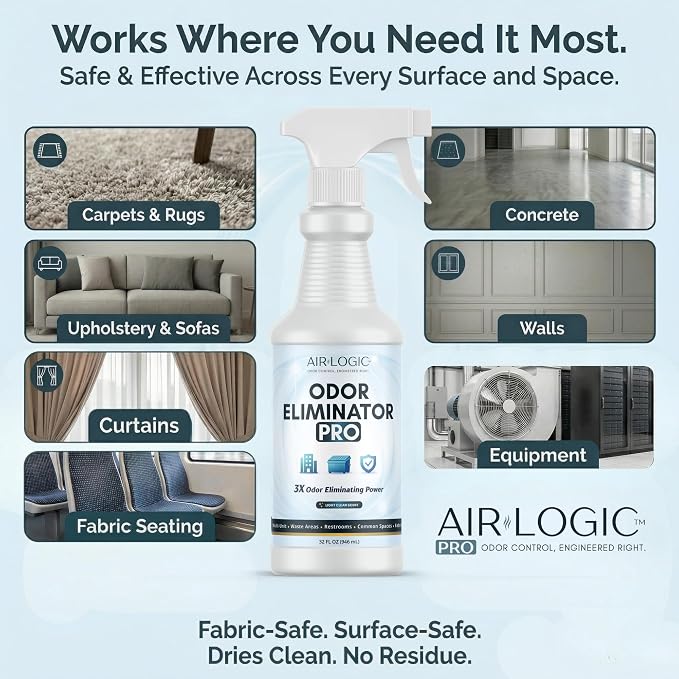 Odor Eliminator Pro, Commercial Spray, 32 Fl Oz, Light Clean, 1 pc | Destroys Strong Odors Instantly, Professional Grade Enzymatic Deodorizer, Plant-Based, Fabric Surface Safe, Residue-Free