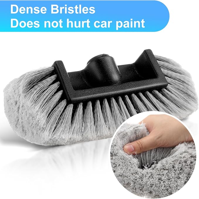 Tanlade 2 Pcs Car Wash Brush Heads Soft Bristle Flow Thru,10 Inch,Gray | Replacement Heads for Exterior Cleaning, Compatible with Auto Truck RV Boat Camper, Gentle Bristles Protect Paint Finish