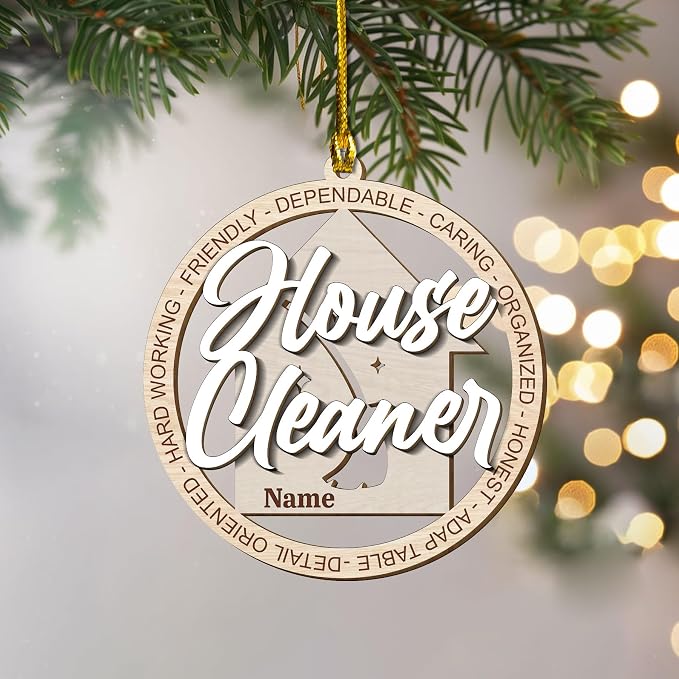 Personalized Cleaning Tools Ornament, Custom Housekeeping Christmas Tree Decoration, Holiday Keepsake Gift for Cleaners, Janitors, Pressure Washers, Housekeepers, Maids and Cleaning Lovers (Clean 3)
