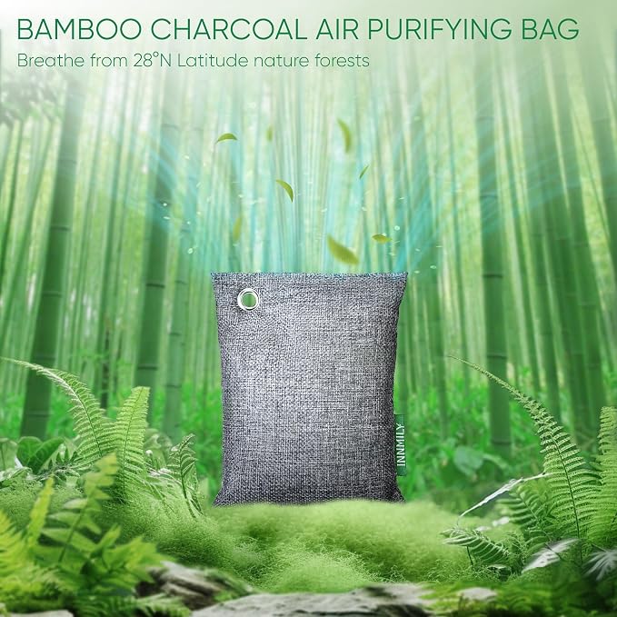 Activated Charcoal Odor Absorber,Large 4x200g w Hooks Nature Odor Eliminator for Strong Odor,Bamboo Charcoal Air Purifying Bags,Moisture Absorbers for Fresh Home Car Closet Pet,Smoke Smell Deodorizer | Bamboo Charcoal Air Purifying Bags,Moisture Absorb...