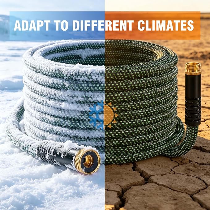 Garden Hose 25FT, Ultra Lightweight with 10-Function Nozzle | Kink-free & leak-proof 25FT hose. Ultra-lightweight 2.8 lbs, durable fittings, 10-pattern nozzle. Includes 3 extra washers.