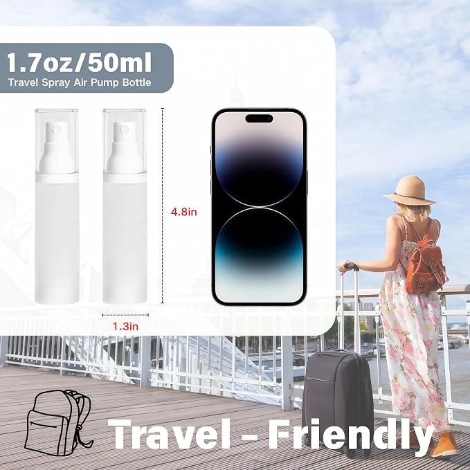 360° Angle Work Small Spray Bottle 1.7oz Travel Size Spray Bottle | Refillable Leak Proof Mini Travel Bottles TSA Approved For Perfume Toner Hair spray Facial Moisturizing | 1.7oz/50ml, 4pack