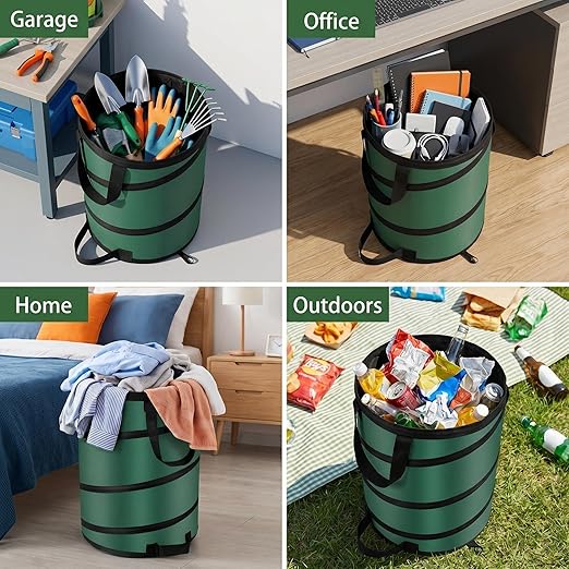 Collapsible Pop Up Outdoor Trash Can 13 Gallons-with Zippered Lid | Foldable Camping Trash Can Recycle Bin, Durable 600D Waterproof Oxford Fabric Made for Household Storage and Outdoor Recycle