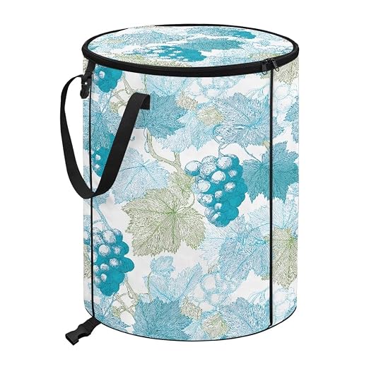 BIGCARJOB Leaves Grape Foldable Trash Can Outside Waste Basket Bin Water Resistant Garbage Bag 22.83x17.71 Recycling Bin Trash Can with Lid and Clip(23 Gallons)