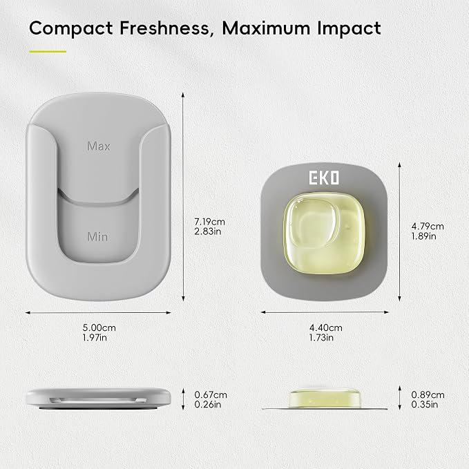 EKO Refresh Deodorizer Pod Kit, 1 Pod + 1 Refillable Holder | Plant-Based Odor Eliminator for Trash Can, Bathroom, Storage – Long-Lasting 45 Days Air Freshener, Natural, Chemical-Free