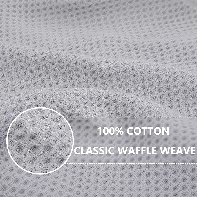 Homaxy 100% Cotton Waffle Weave Kitchen Dish Cloths 24-Pack, Light Gray | 12 x 12 Inches, Ultra Soft Absorbent Dish Towels, Quick Drying Dish Rags with Hanging Loop