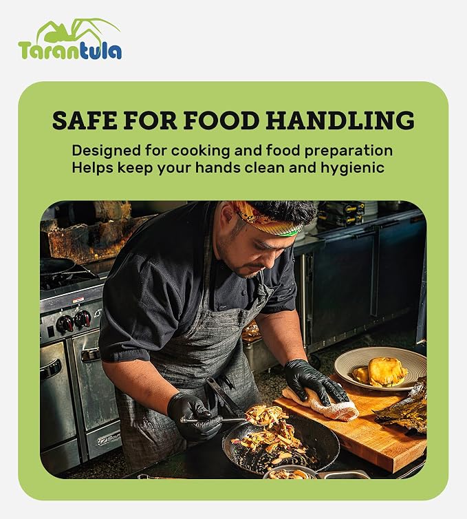 6-mil Disposable Nitrile Gloves, Black, X-Large, Food-Safe & Powder-Free | Latex-Free, Non-Sterile, Heavy-Duty, Textured Fingertips for Cooking & Cleaning