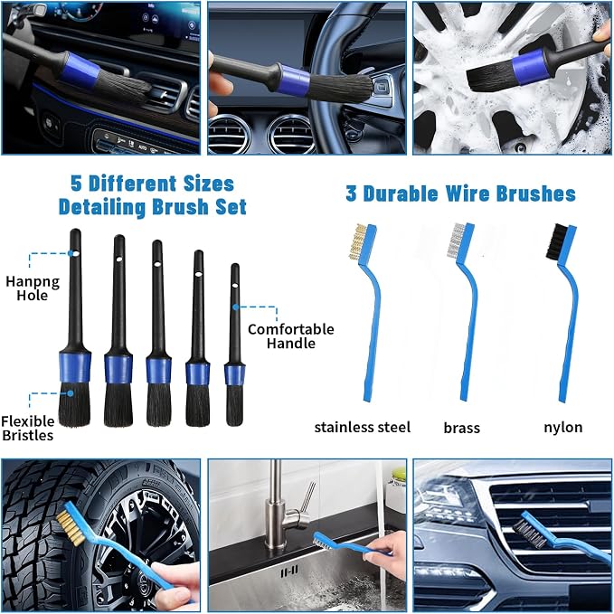 Car Detailing Kit,36pcs Car Detailing Brush Set,Car Cleaning Kit Detail Kit | Professional Car Detailing Brush Set,Auto Detailing Brush Set,Car Wash Kit,Car Detailing Kit Interior Exterior Wheels Cleaner