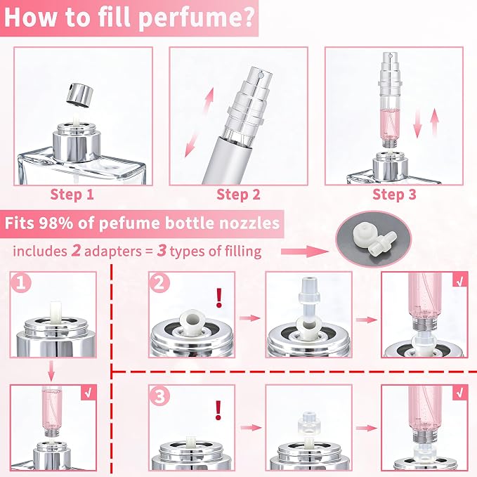 10ml Travel Perfume Atomizer Refillable Spray Bottle Atomiser (Silver) | Perfume Spray Bottle, Fragrances Atomizer, Perfume Travel Refillable Bottle,Perfume Dispenser,Perfume Refill Bottle