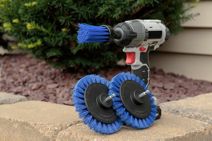 Crevice Cleaning Brush for Electric Drill - Small Power Scrubber for Grout | Drillbrush Boat Detailing Kit for Cordless Drill - Power Swimming Pool Tile Cleaner Brush Set - Spin Scrubber Attachment