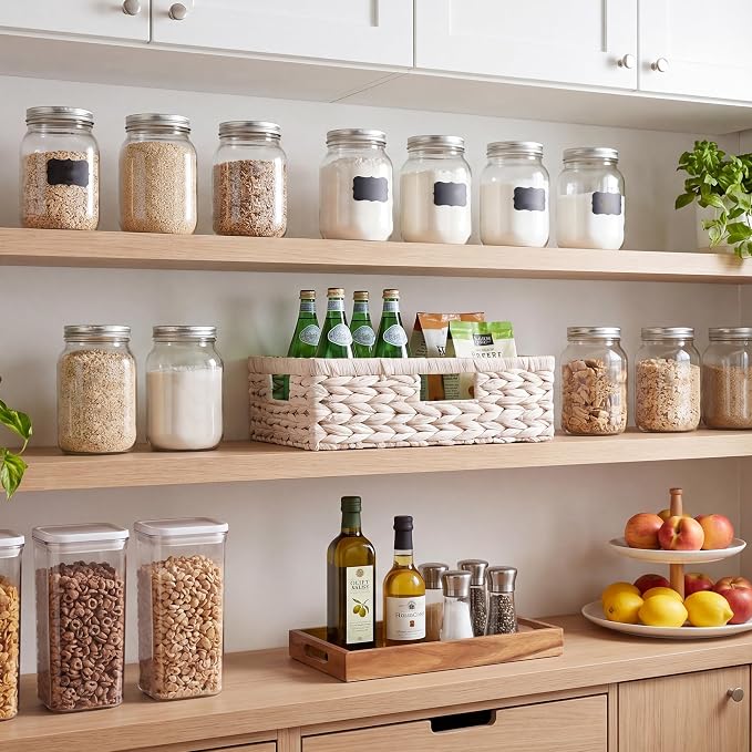 StorageWorks Large Wicker Storage Baskets for Shelves, White Baskets,1-Pack | Water Hyacinth Wicker Baskets for Storage, Pantry Organizers and Storage,Decorative Baskets, Pantry Baskets,15¼" x 11¾" x 4¾"