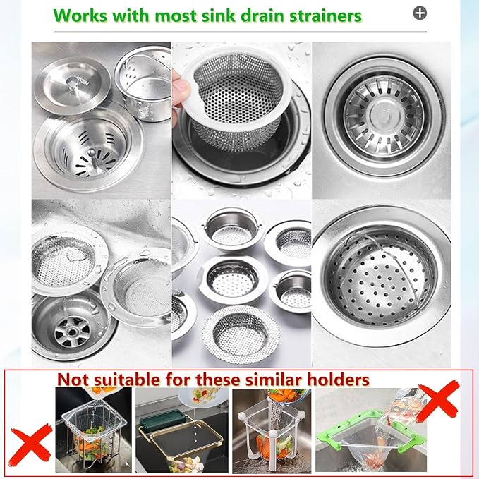 300 Filter Net Bags for Sink Drain Strainer with Storage & Dispenser Box | Anti-Clogging Disposable Drain Dovers Mesh Sink Strainer Sink Trash Catcher Bags for Kitchen,Bath,Tub Drain etc