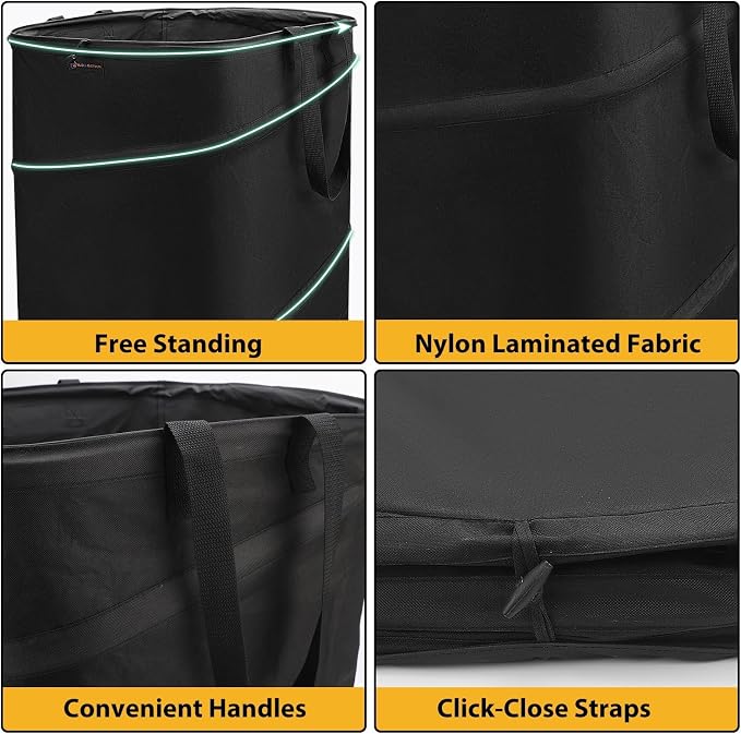 YUDI & GARDEN 19 Gallon Square Collapsible Yard Waste Bin | Collapsible Trash Can for Collecting Weeds, Leaf, Yard, Camping and Party Waste