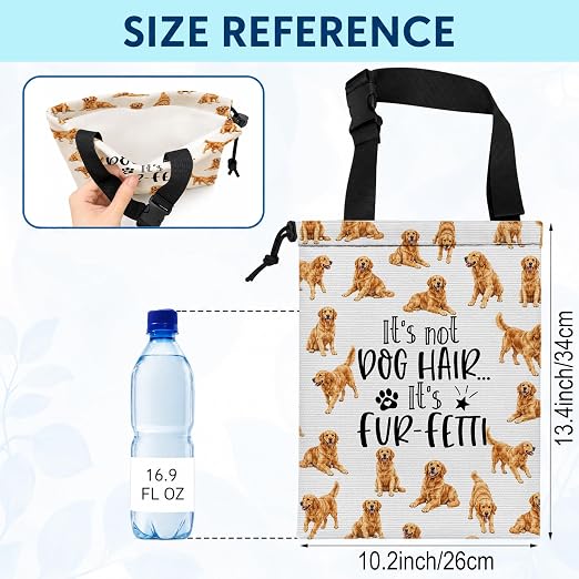 Golden Retriever Dog Car Trash Bag Hanging for Back Seat | Canvas Drawstring Car Garbage Bag with Adjustable Buckle Vehicle Trash Can,Golden Retriever Gifts for Women Men