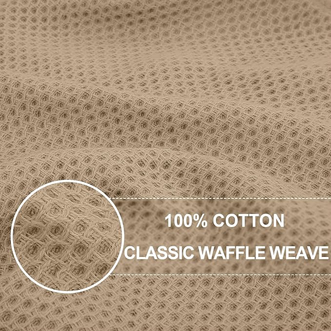 Homaxy 100% Cotton Oversized Waffle Weave Kitchen Towels 4-Pack, Tan | 20 x 28 Inches, Ultra Soft Absorbent Dish Towels, Quick Drying Large Cleaning Towels