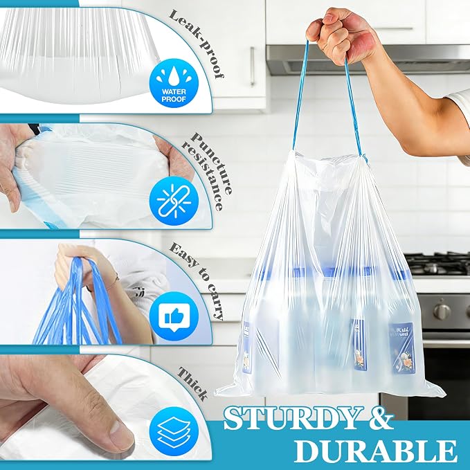 Charmount Small Trash Bags 4 Gallon-1000 Count Drawstring Mini Garbage Bags | Plastic Trash Can Liners for Bathroom Accessories, Bedroom, Dorm Room Essentials, Office