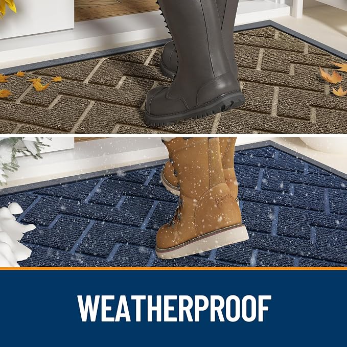 OLANLY Front Door Mat Outside 59x34, All-Season Absorbent Rubber Doormat | Black, Heavy-Duty, Stain and Fade Resistant, Waterproof Non-Slip Backing, Low-Profile Indoor Outdoor Floor Mat for Entryway
