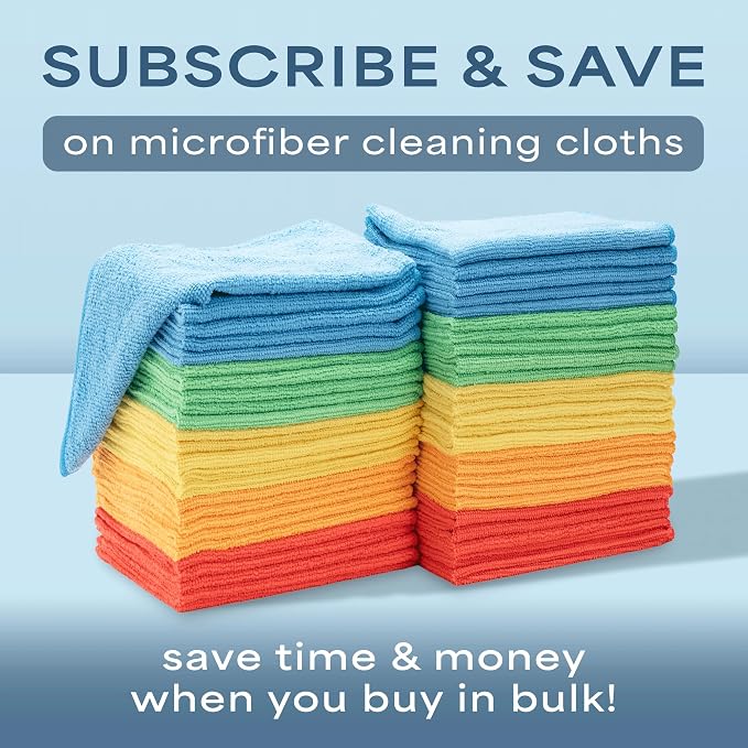 S&T INC. Microfiber Cleaning Cloth, 150 Pack, 11.5" x 11.5" | Bulk Cleaning Cloth for Home and Car, Reusable and Multi-Purpose Cleaning Rags for Business, Machine Washable
