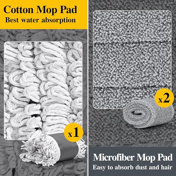 36” Commercial Dust Mop with 62” Adjustable Handle & 3 Reusable Pads | Large Heavy Duty Industrial Push Mops for Home,Hotel,Mall,Warehouse