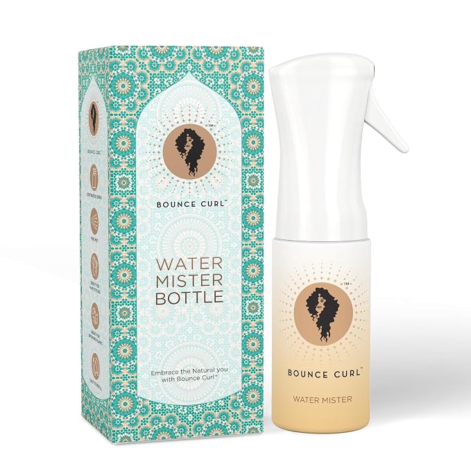 Bounce Curl Fine Mist Water Spray Bottle for Curly Wavy Natural Hair, Continuous Mist for Curl Refresh and Hydration, Wash and Go