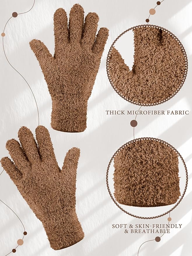 Patelai 3 Pairs Microfiber Dusting Gloves for Plants Leaf, Medium | Black, Brown, Dark Brown,Plant Cleaning Gloves, Reusable Washable Gloves,House Furniture Blinds Dusting
