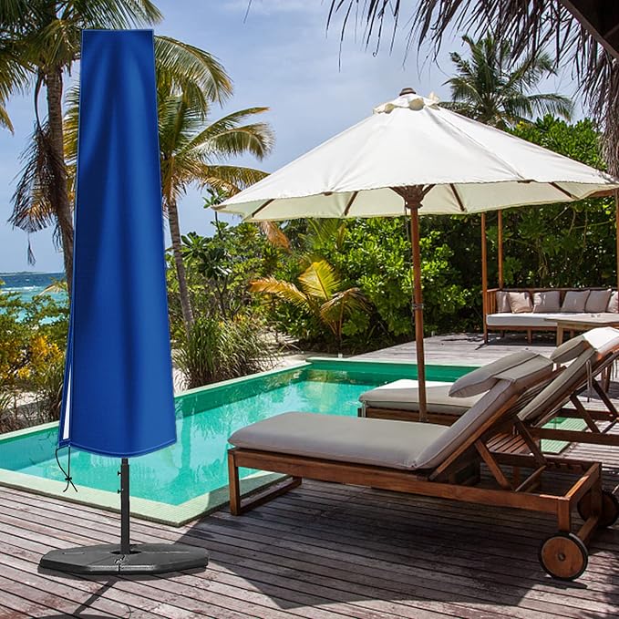 OKPOW Patio Umbrella Cover Waterproof: Fit 9ft to 12ft Outdoor Umbrellas | 420D Oxford with Long Zipper, Protect Umbrella from Sun, Rain, Snow & Dust, Helping Extend Outdoor Umbrella's Life