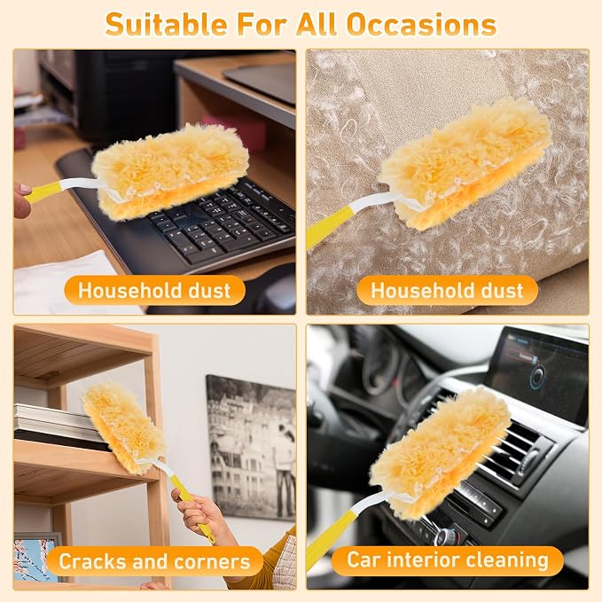 360° Duster Refills Kit for Swiffer Duster, 25 Pack & 1 Handle, Multi-Surface Dusters with 4X Cleaning Power. Efficient Duster Kit for Cleaning Pet Home, Office, Blinds, Furniture and More