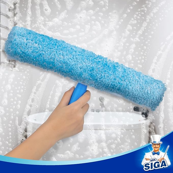 MR.SIGA Professional Window Squeegee & Microfiber Window Scrubber, 14 inch (Pack of 2)