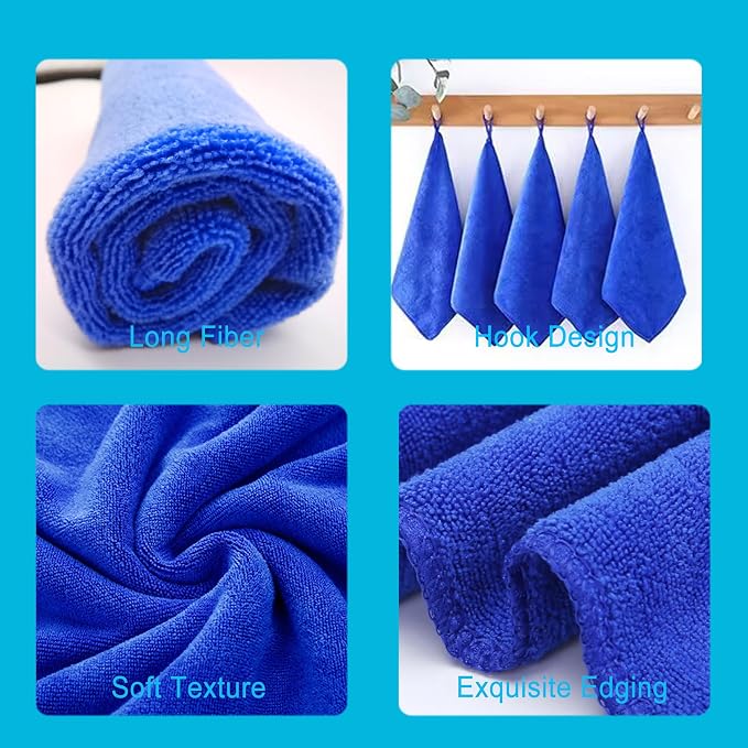 Premium Microfiber Cleaning Cloths, Ultra Absorbent Lint-Free Towels for Kitchen, Glass, Car Care, Stainless Steel & Household Cleaning, 400 GSM, 12" x 12"