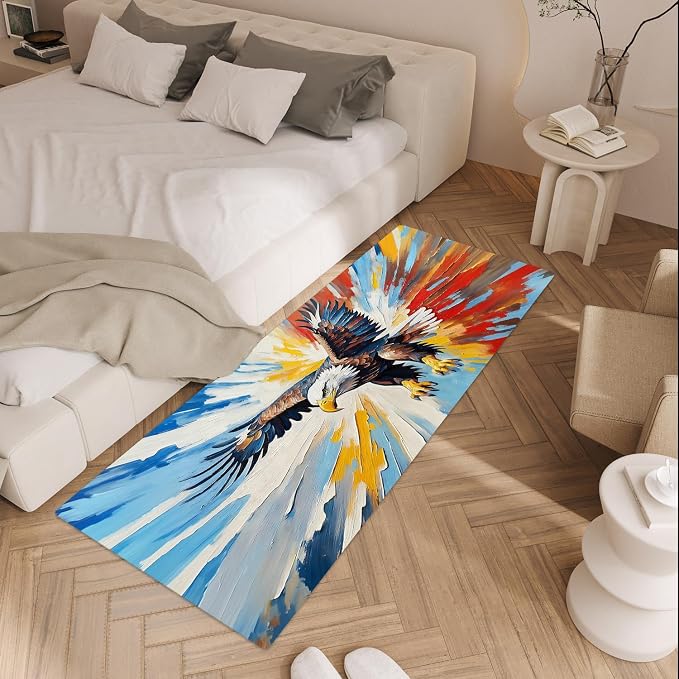 ANNA QUEEN Colorful Flying Eagle Laundry Room Rug Runner 20x47 Inch -Waterproof Non-Slip Floor Mat for Front Load Washer Dryer,American Patriotic Decor,Machine Washable