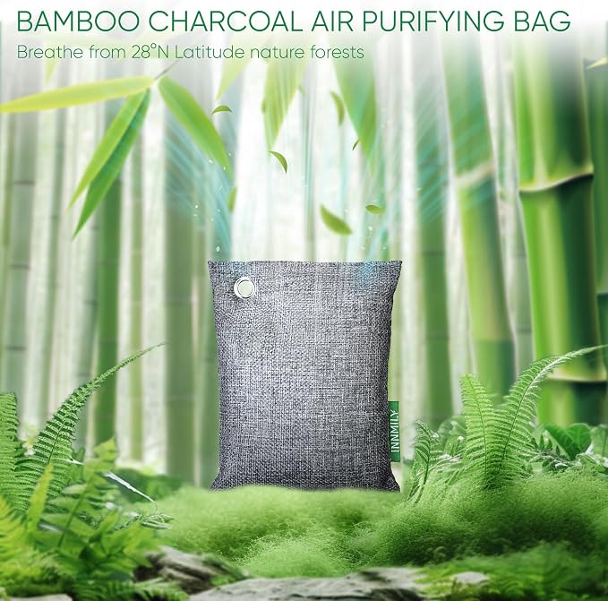 Activated Charcoal Odor Absorber, Odor Eliminator for Strong Odor, 4 Packs | Nature Bamboo Charcoal Air Purifying Bags for Home, Car, Closet, Basement, Pet,Sneaker Deodorizer,Smoke Deodorizer Eliminator