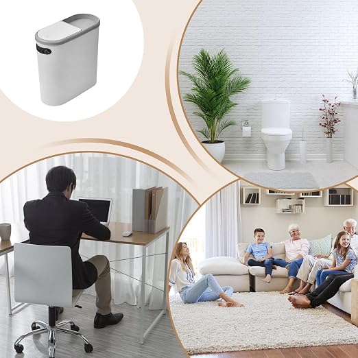 Slim Trash Can with Lid Leakproof Waste Container | Kitchen Compost Trash Can for Home RV Office Dormitory Boat Bathroom Bedroom Laundry Room Garage Restaurant