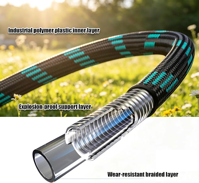 Garden Hose 25FT, Ultra Lightweight with 10-Function Nozzle | Kink-free & leak-proof 25FT hose. Ultra-lightweight 2.8 lbs, durable fittings, 10-pattern nozzle. Includes 3 extra washers.